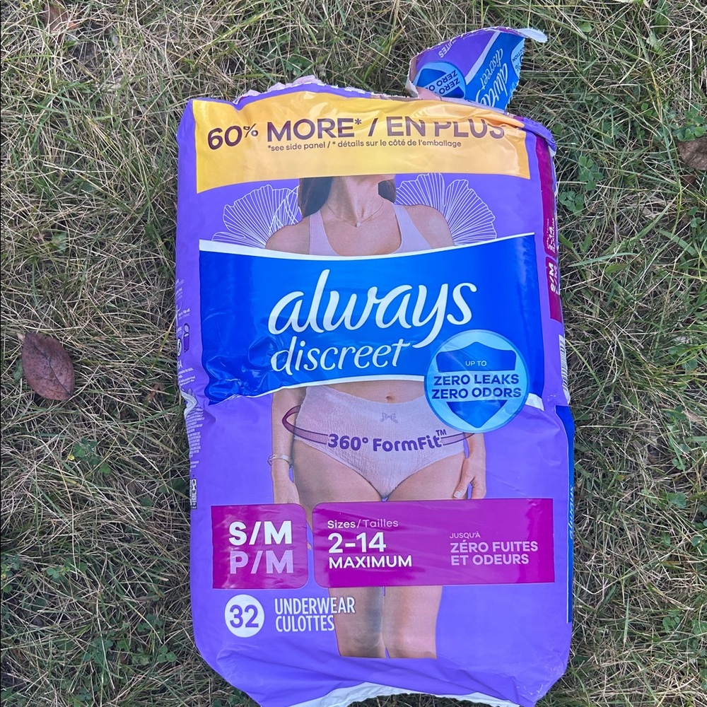Always Discreet Underwear in Purple Packaging